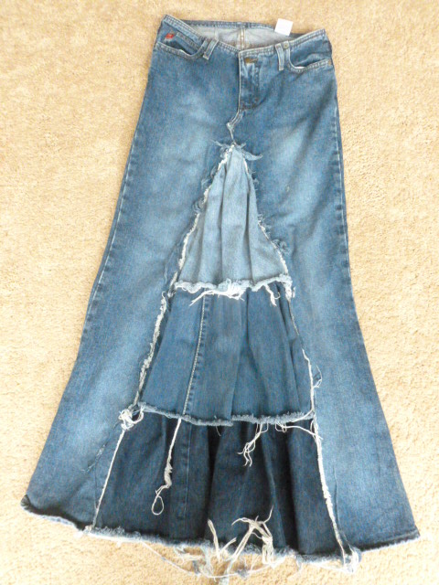 Tiered Denim Maxi Skirt - Laura's Reclaimed