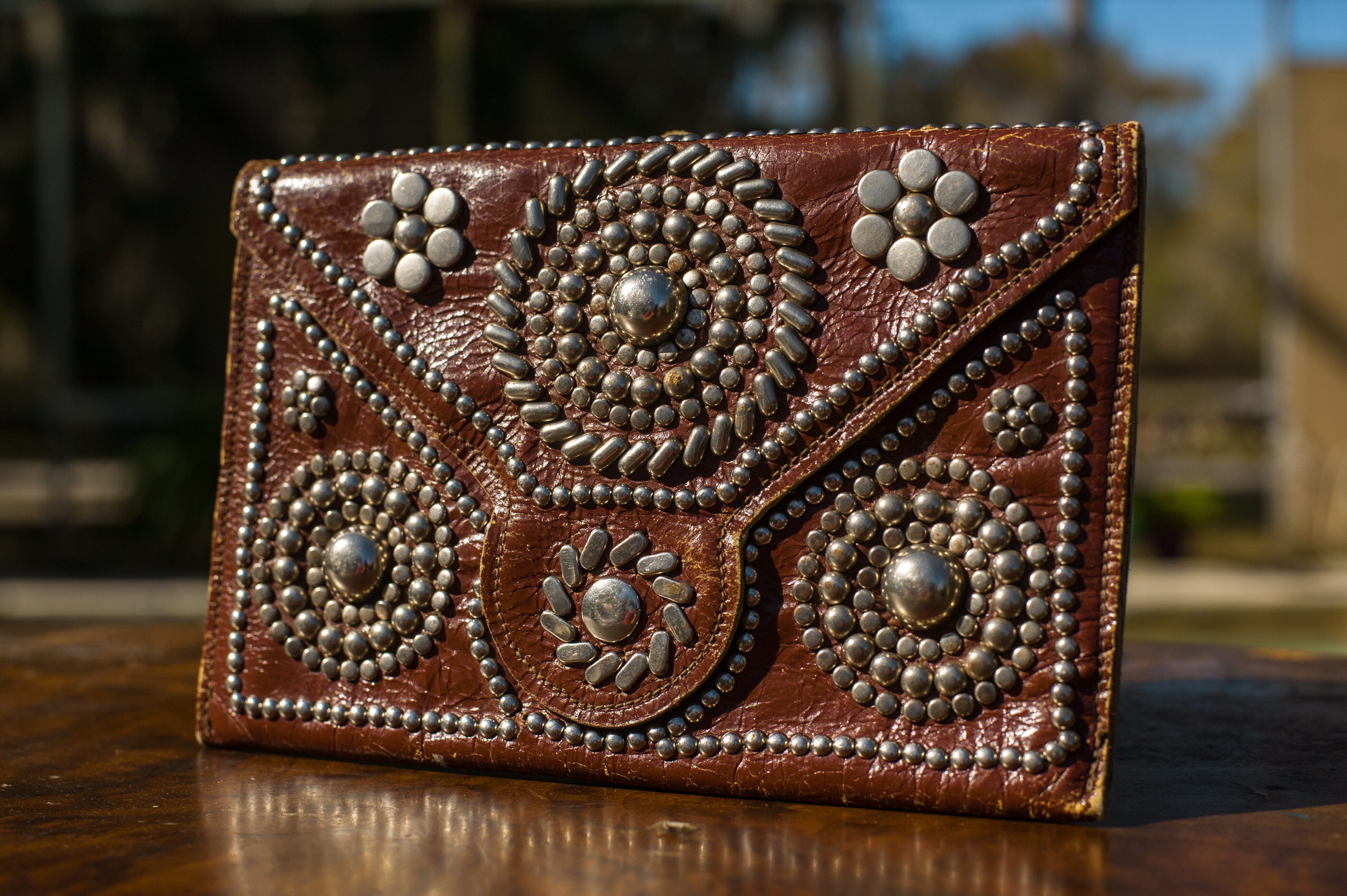 black clutch with silver studs